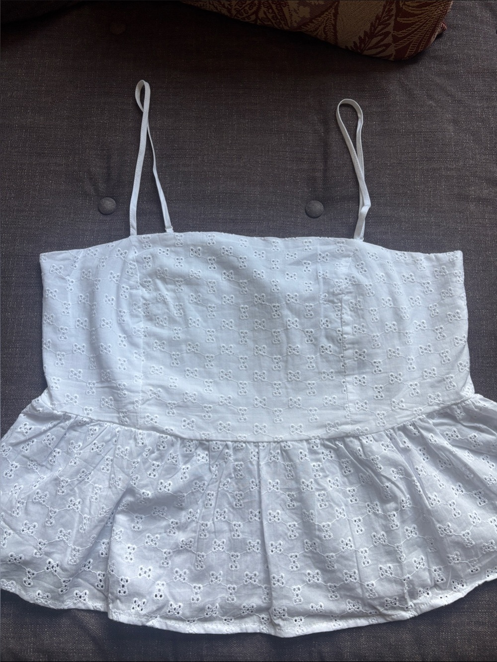 NWT French Connection White Eyelet Peplum Camisole